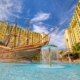 Pirate ship and swimming pool at Lake Buena Vista Resort in Orlando